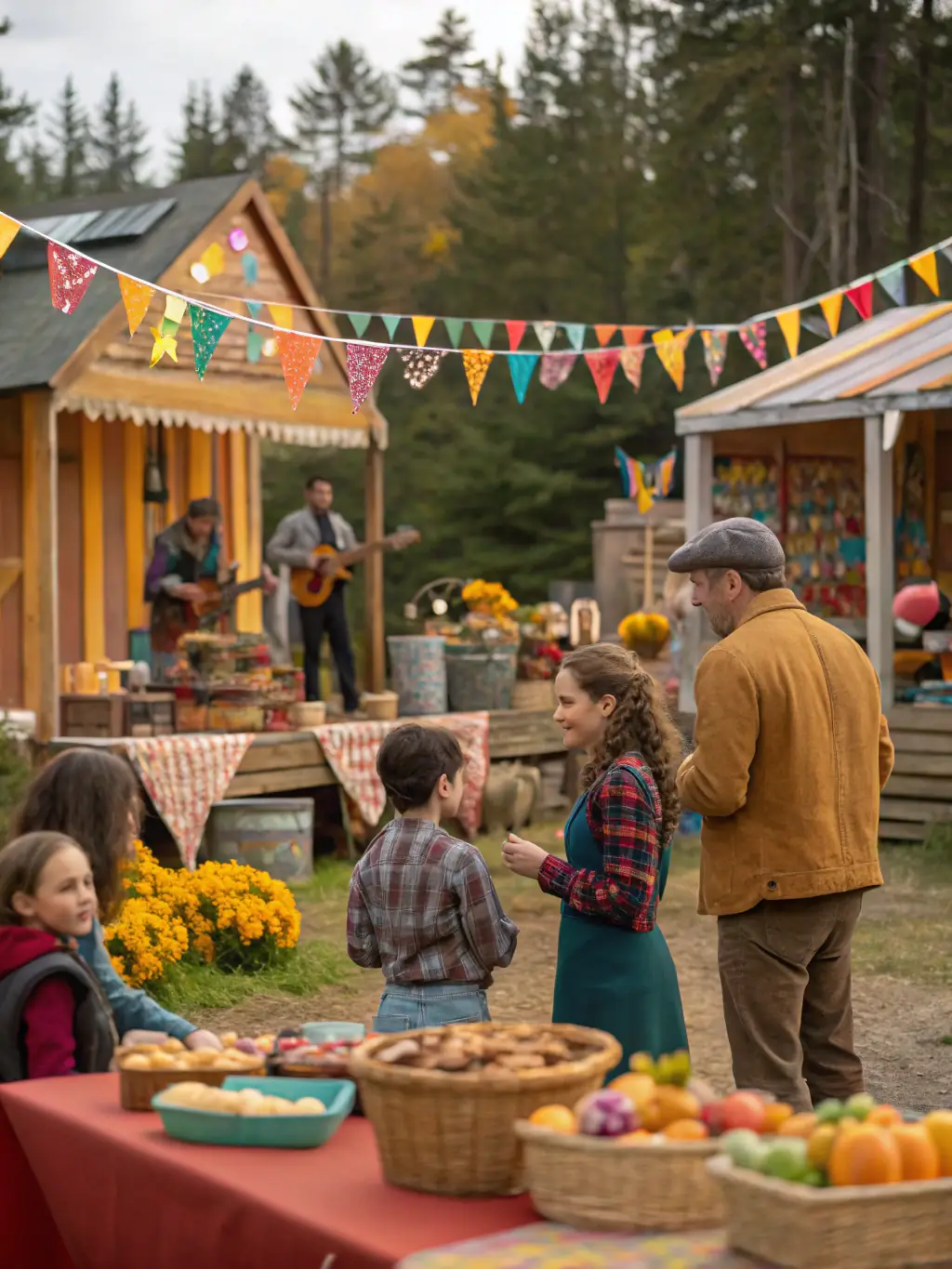 A photograph of a community event organized by CASAP LA CHAPELLE AUX SAINTS ARCHEO PATRIMOINE, featuring traditional crafts, local food, and historical reenactments. The image should capture the vibrant atmosphere and community spirit.